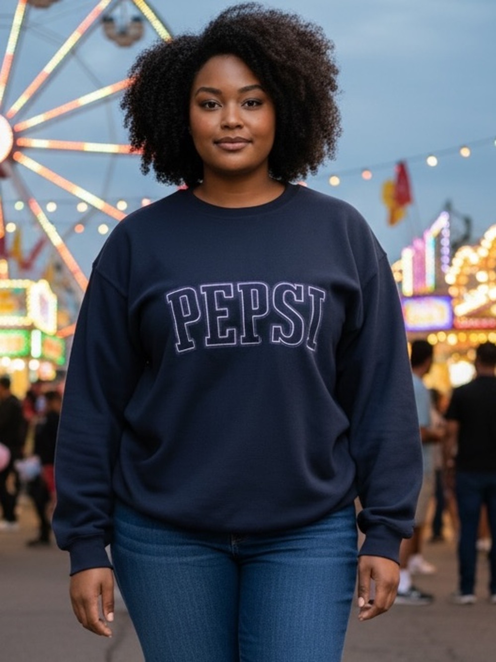 Pepsi Navy Logo Sweatshirt with White Outline